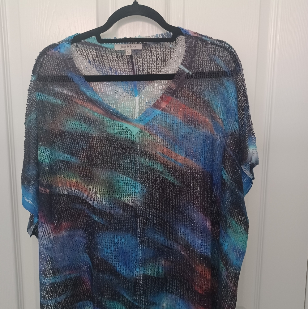 Jess & Jane Mesh Overlay Top - Picture 2 of 4